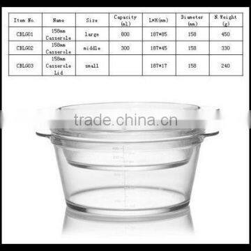 new design Pyrex glass glass heat resistant glass casserole dish with glass lid