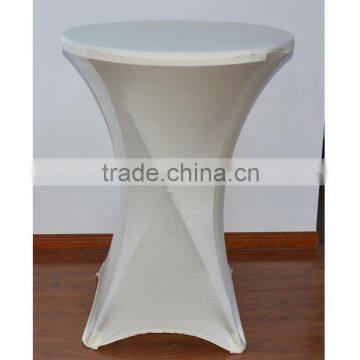 Ivory shiny spandex bar cocktail table cover/cloth for sales