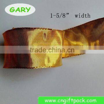 1-1/2" Gold and Red Wired Edge Outdoor Christmas Ribbon photo-6