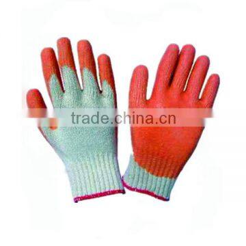 7 Gauge Latex Knitted Smooth Finished Safety Glove Natural Latex Dipped Cotton Gloves