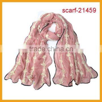 fashion pink scarf hand embroidered scarf design