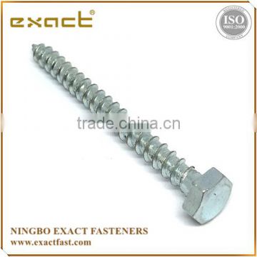 DIN571 hex head lag bolt with wood thread and pointed tip