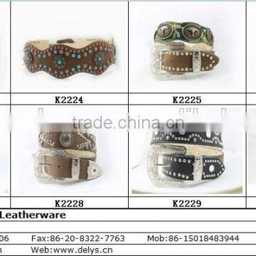 2015 New Design Western Cross Conchos White Croc-Skined Rhinestone Belt photo-5