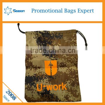 Wholesale custom small camo polyester drawstring gift bag                        
                                                                                Supplier's Choice