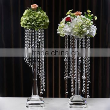 2016 cheap wholesale clear crystal glass flower stand for wedding decoration centerpieces