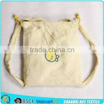 100 percent Cotton plain terry sports towel bag with customer logo embroidery solid color sport towel bag