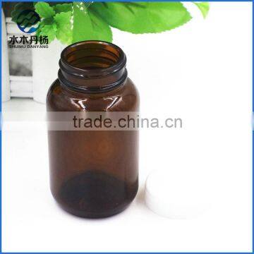 300ml Wide Mouth Amber Medicine Glass Bottle With White Plastic Lid photo-5