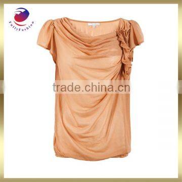 Women's drape adornment chiffon with short sleeves