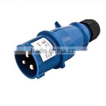 2015 New 16A 2P+E 3 Pin 220-250V IP4 013N Single Phase 3 wires splash-proof industrial plug Male