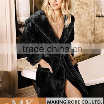 Luxury Women Hooded Thick Fleece Robe