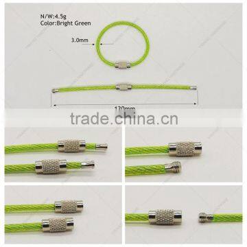 Outdoor Hiking Bright Green Stainless Steel Wire Key Ring Quality Choice photo-2