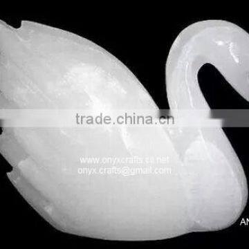 White Onyx Swan Figurines