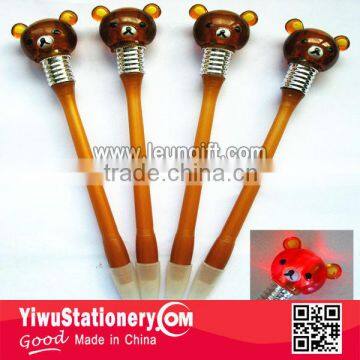 Lovely bear lighting up led pen knocking led pen