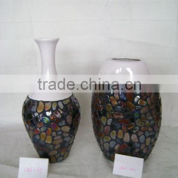 pottery vase with mosaic