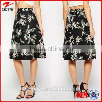 A-line High-rise waist Floral Print Midi Skirt