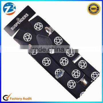 Hot Sale Ball Printed Black Wide Elastic Braces Gentle and Lady Suspenders