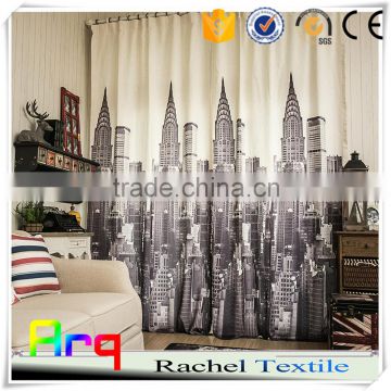 Modern urban lifestyle-Black and white linen cotton 3D printed model of live room curtain