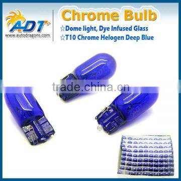 Hot selling 12V t10 halogen bulb with deep blue t10 chrome light T10