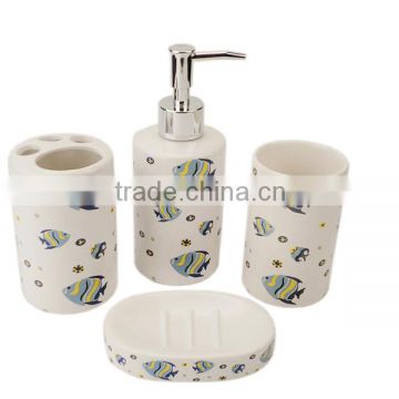 fish ceramic toothbrush holder bathroom set