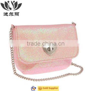 Customized Chunky Glitter PU shoulder bag with heart lock