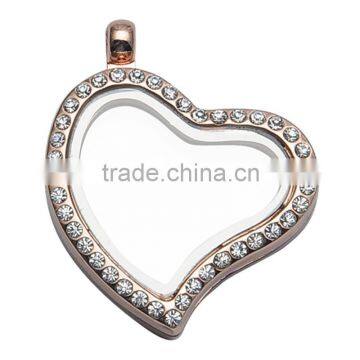 26*29mm Rose Gold Heart Floating Diamond Locket Pendants