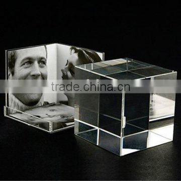 Crystal cube photo frame for gift & home decoration