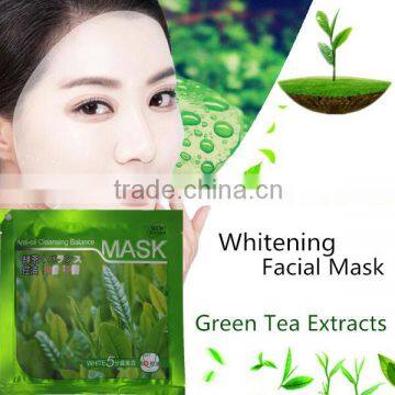 Quick effect white natural green tea extract oil control whitening facial mask sheet