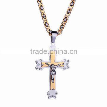 European And American Design Religion Style Titanium Steel Austria Crystal Cross God Pendant Easter Bonus Necklaces