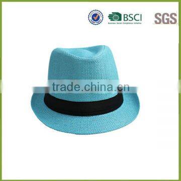 Simple Sky blue wholesale men's hats fedora