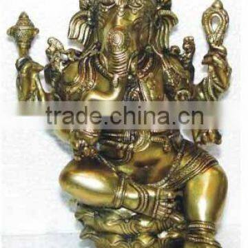 Brass Ganesha Statue , Hindu God Statue