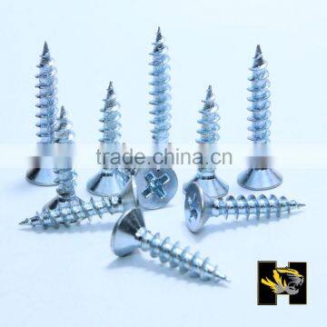 CSK Head White Zinc Plated Chipboard Screw Huhao Manufactured