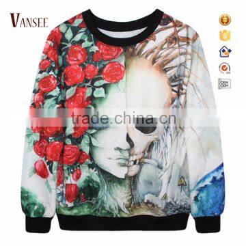 black collar full sublimation 3D printing sweatshirt without hood for men