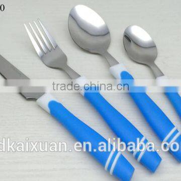 Reusable Plastic Handle Stainless Steel Cutlery Set KX-P090