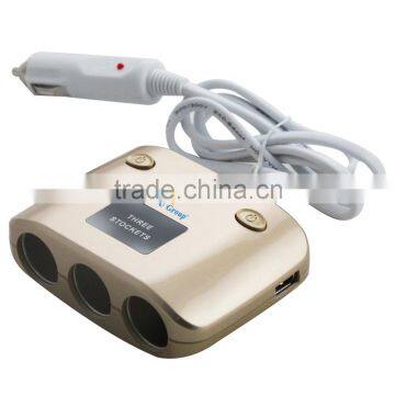 Sidiou Group A Drag Three Car Cigarette Lighter Dual USB Power Adapter One in Three Car Charger photo-3