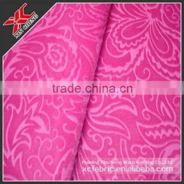 100%polyester burnt out pile tricot fabric