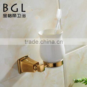 BAOGELI 2015 wall finishes for bathroom 12138 zine alloy bathroom accessories gold toothbrush cup