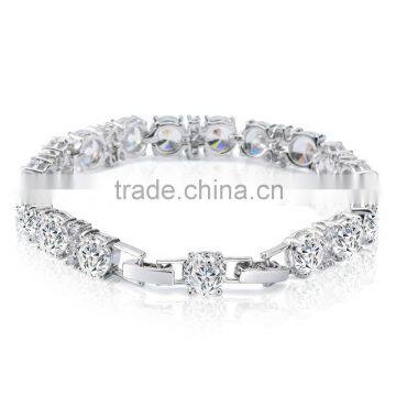 New design adjustable fashion jewelry luxury white gold plated zircon crystal tennis bracelet for girls women