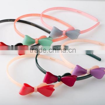 Covered plastic hair band kids resin hair hoop unique colorful bowknot headband