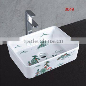 3049 Landscape painting rectangular ceramic art basin