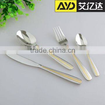 Hot sale ! wholesale flatware gold plated cutlery in bulk