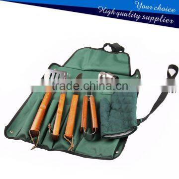 Cheap Stainless Steel 8-piece BBQ Grill tool set cooking tools wooden handleW-BT147