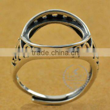 12*16.5mm 925 Sterling Silver Antiqued Silver Vintage Style Oval Carve Patterns Bezel Ring Base Blank DIY Findings 1223072 photo-3