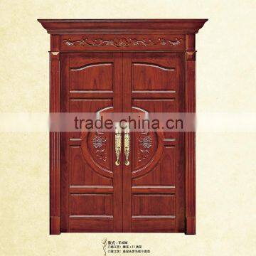 2016 Design Wood Main Door Models Solid Wood Material photo-5