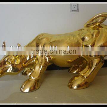 Copper,Bronze,Cast Iron And Metal Animal Wall Street Bull Statues