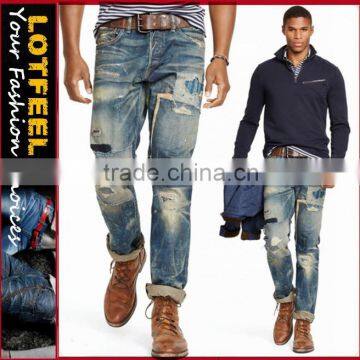 Biker Jeans Blue Denim jeans pantalon (LOTK015)