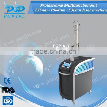 laser machine new Professional Multifunction POPIPL's 755nm Alexandrite Laser and long pulsed laser 1064nm