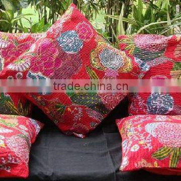 Wholesale Latest 2016 Designer jaipur sanganer Stiched Floral Print Cotton kantha sofa Cushion Covers