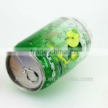 High quality 250ml plastic transparent soda can with metal cover