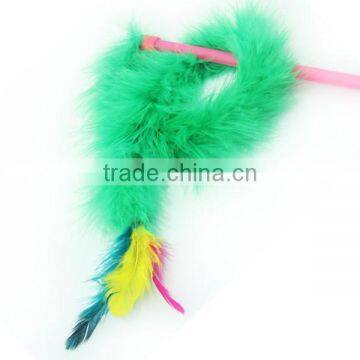 wholesale colorful cat teaser Feather funny stick toy/cat feather toy