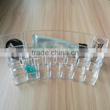 Wholesale Fan Shaped Clear Cosmetic Acrylic Makeup Organizer With 18 Grids for Store Jewelry Cosmetic